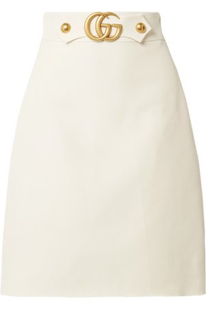 GUCCI Embellished wool and silk-blend skirt