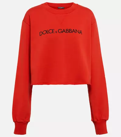Dolce&Gabbana - Logo cropped cotton sweatshirt | Mytheresa