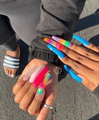 red and blue nails baddie - Google Search