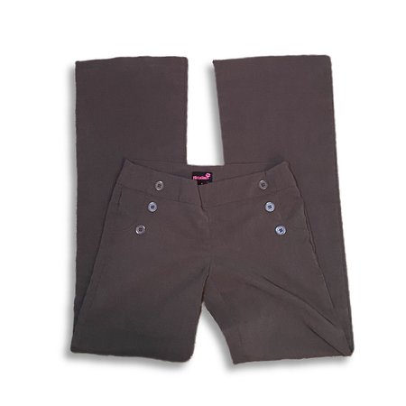 lowrise button detail gray trouser pants