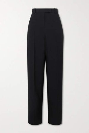 Wool Straight-leg Pants - Black