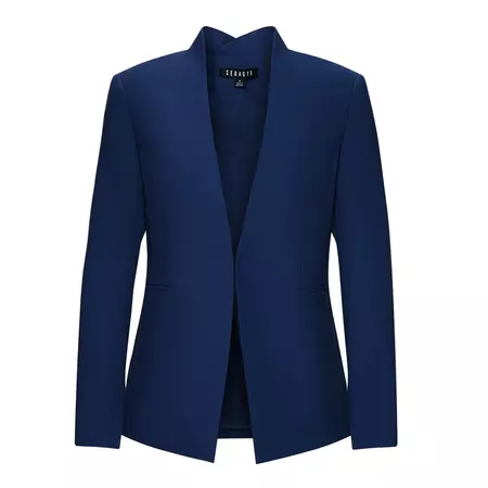 Navy Blue Nicole Seasonless Extra Fine Merino Wool Crossover Collar Blazer | Seragyi | Wolf & Badger