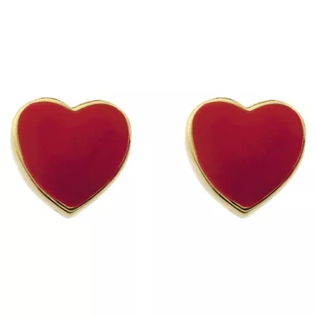 ELLEN 18k Gold Overlay Enamel Heart Stud Earrings - Red : Target