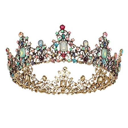 Amazon.com : SWEETV Jeweled Baroque Queen Crown - Rhinestone Wedding Crowns and Tiaras for Women, Costume Party Hair Accessories with Gemstones,Victoria : Beauty & Personal Care