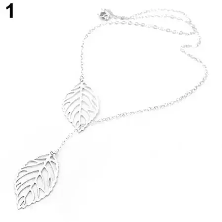 Vova | Women's Simple 2 Leaves Choker Collar Statement Pendant Necklace Jewelry