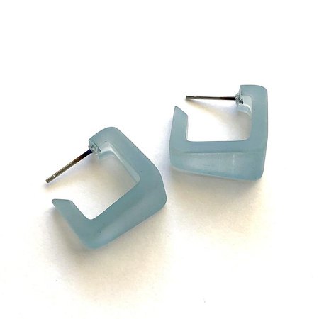Teal Blue Small Square Hoops Small Cubist Square Bermuda | Etsy