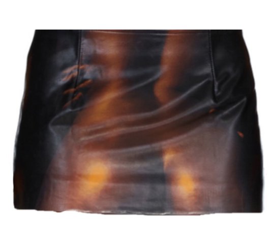 mowalola black leather LC print skirt