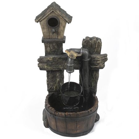 29.1" Tiered Rustic Bird House Outdoor Water Fountain at Menards®
