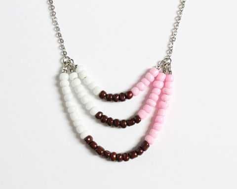 white, pink and brown necklace and earrings - Google Search
