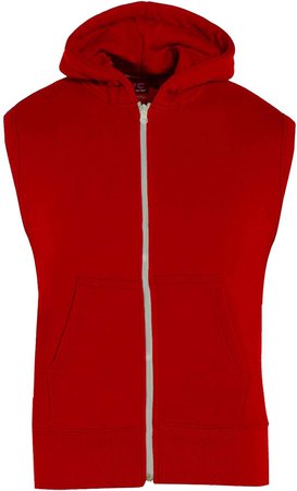 Plain Gilet Red Fleece Hoodie Zipper Sleeveless Jacket 7-13 Year