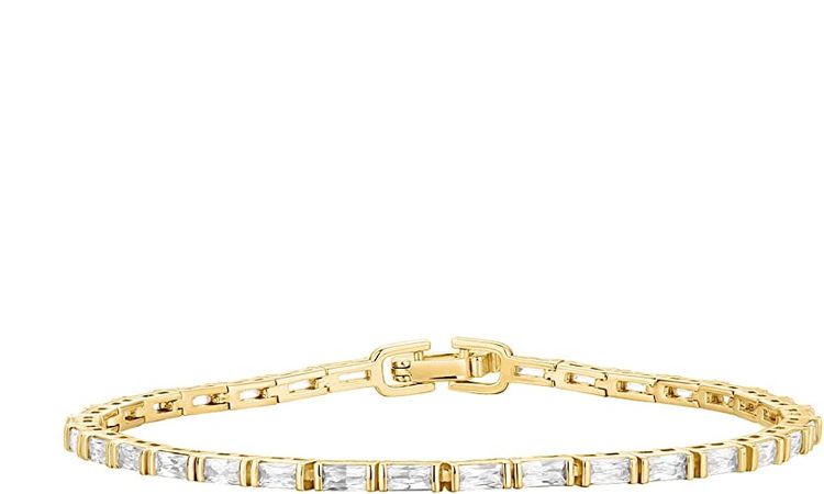 Amazon.com: PAVOI 14K Yellow Gold Plated CZ Tennis Bracelet for Women | Classic Emerald Cut Simulated Diamond Bracelet | 6.5 Inches: Clothing, Shoes & Jewelry
