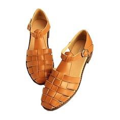 Brown Buckle Flat Sandals
