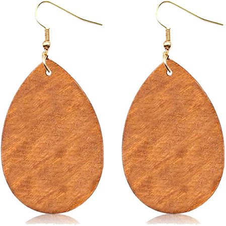 Amazon.com: SMALLLOVE Wooden Hoop Earrings for Women Girls Retro Black African Bohemian Wood Teardrop Geometric Lightweight Dangle Drop Earrings (Dark Brown): Clothing
