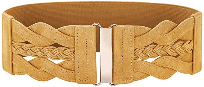 Women 50s Elastic Stretchy Retro Wide Waist Cinch Belt (Silver, Large) at Amazon Women’s Clothing store