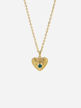 gold heart with sapphire necklace