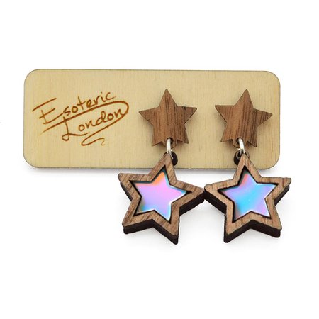Iridescent Star Dangle Stud Earrings – Esoteric London