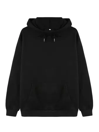 Solid Thermal Lined Drawstring Hoodie | SHEIN
