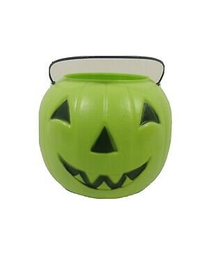 HALLOWEEN BLOW MOLD JOL Pumpkin Candy Pail Bucket Vintage General Foam Green - $15.00 | PicClick