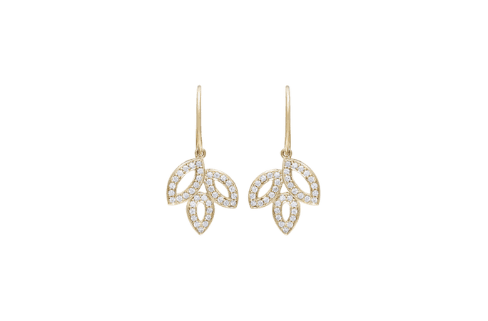 Lily Cluster by Harry Winston, Small Diamond Earrings on Yellow Gold Wire | Harry Winston