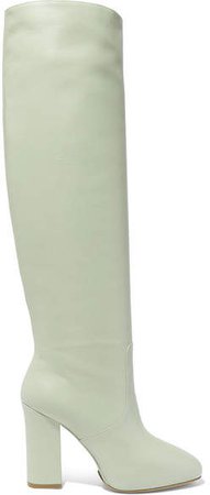 Leather Knee Boots - Mint
