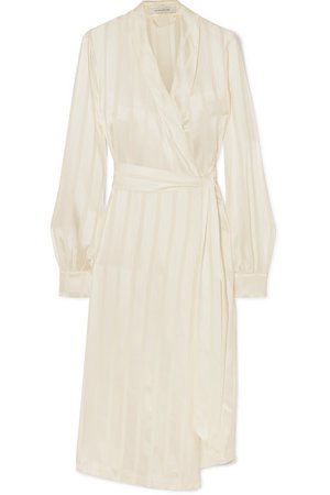 La Collection | Eleni striped silk-satin wrap dress | NET-A-PORTER.COM