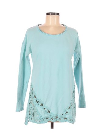 Soft Surroundings 100% Cotton Solid Blue Long Sleeve Top Size M - 43% off | thredUP