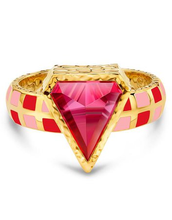 Pink Tourmaline Trillion Ring