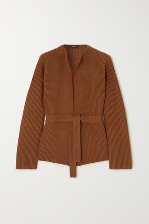 Theory | Belted ribbed wool and cashmere-blend cardigan | NET-A-PORTER.COM