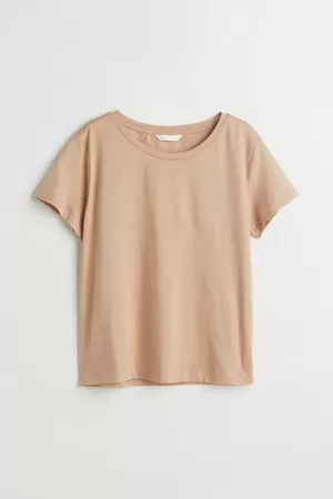 Cotton T-shirt - Beige - Ladies | H&M CA