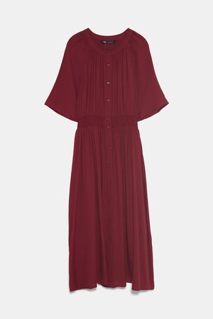DRESS WITH RUCHING - View all-DRESSES-WOMAN | ZARA United States burgundy