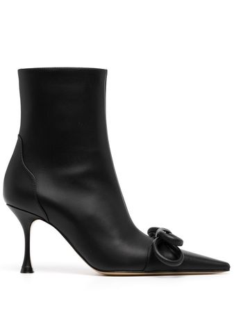MACH & MACH bow-detail Leather Ankle Boots - Farfetch
