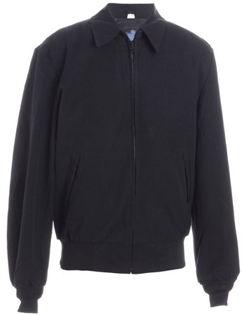 Men's Zip Front Black Jacket Black, L | Beyond Retro - E00476175