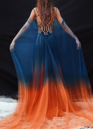 ombré blue orange dress