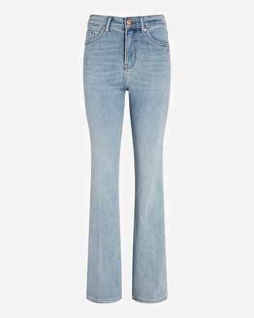 High Waisted Light Wash Supersoft Flare Jean | Express