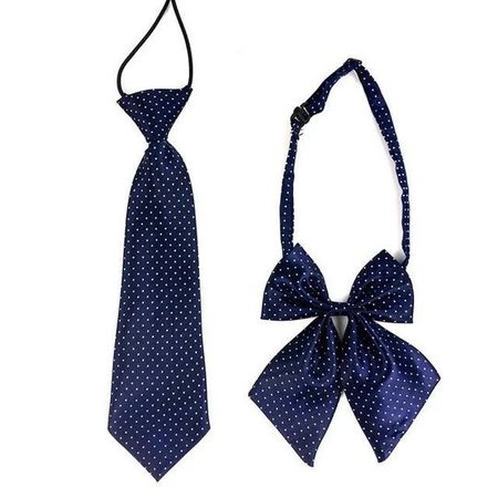 Navy Blue School Tie with White polka dots