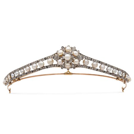 Late Victorian Pearl and Diamond Tiara For Sale at 1stDibs