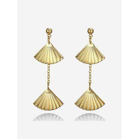 Earrings | Shop Women's Gold Fan Shaped Drop Earrings at Fashiontage | 12e7412e-0-color-gold