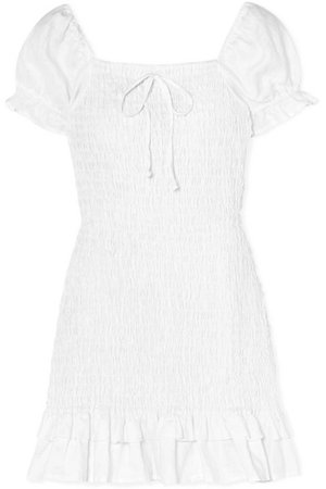 Faithfull The Brand | Cette ruffled shirred linen mini dress | NET-A-PORTER.COM