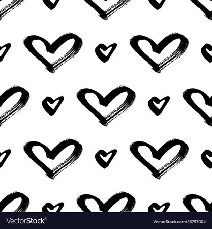 Seamless hearts pattern brush painted hearts Vector Image