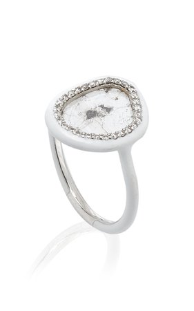 Phoenix Slice Diamond White Enamel Ring by Nina Runsdorf | Moda Operandi