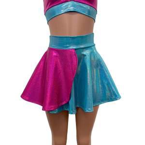(1) Pink and Blue Sparkle Petal Skater Skirt– Peridot Clothing