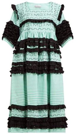 Elodie Ruffled Gingham Cotton Midi Dress - Womens - Green