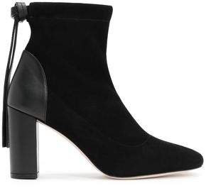 Leather-paneled Suede Ankle Boots