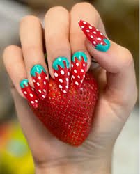 strawberry stiletto nails - Google Search