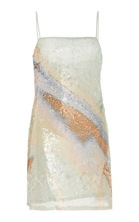 Franky Marble Printed Sequined Mini Dress By Jonathan Simkhai | Moda Operandi