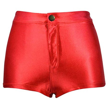New Womens Girls American Shiny High Waist Apparel Disco Shorts Hot pants (UK 8, Red): Amazon.co.uk: Clothing
