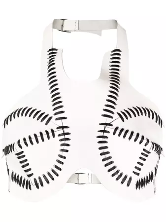 Shop Manokhi Venus leather crop top with Express Delivery - FARFETCH