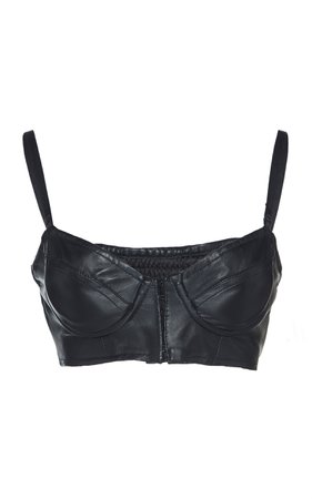 Cropped Leather Bustier Top by Dundas