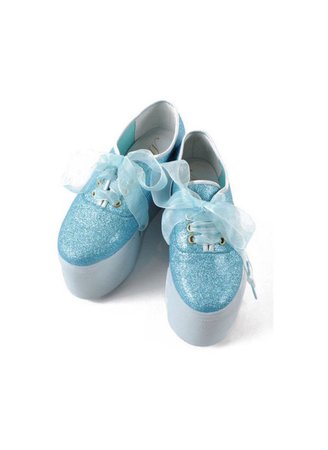 blue sparkles sparkly ribbon platform sneakers