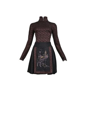 Christian Dior by John Galliano purple jacquard chinois bodysuit featuring a boxpleat matching skirt — imgbb.com